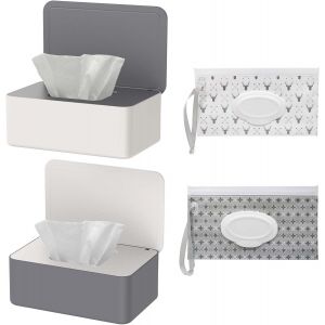 Kalanka-Lot De 2 Bo&icirc;tes &Agrave; Lingettes Humides Et 2 Sacs Pour Lingettes Humides, Bo&icirc;te De Mouchoirs Humides Avec Couvercle, Bo&icirc;te &Agrave; Papier Toilette Humide, Distributeur De Lingettes Humides - Neuf