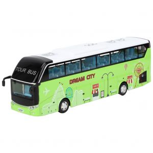 Bus touristique a deux etages en alliage 1:32, modele de jouet pour enfants, decoration verte - Neuf