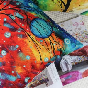 Cauc-Lot De 4 Housses De Coussin 40x40 Cm Carr&iquest;&iquest;Es Arbres Color&iquest;&iquest;S Housse Coussins De Canap&iquest;&iquest; En Lin Pour Taies D'oreiller De Canap&iquest;&iquest; Salon - Neuf