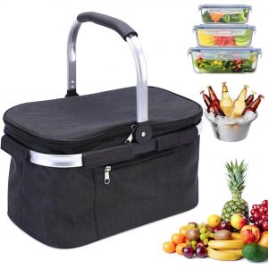 Ulteronixshop-Sac Isotherme 32l, Panier De Pique-Nique Pliable, Nique Isotherme Panier &Agrave; Fermeture &Eacute;clair Pour Activit&eacute;s De Plein Air, Voyage, Plage, Travail Barbecue Camping - Neuf