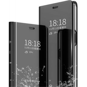 Sansh-Mlotech Coque Pour Samsung Galaxy S23 5g Housse Étui+ Verre Trempé Flip Clear View Translucide Miroir Cover Standing 360° Antichoc Smart Cover Bumper Noir - Neuf