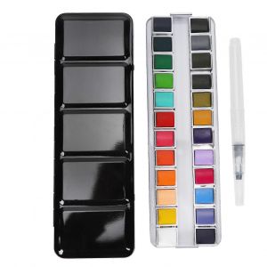 Peinture &Agrave; L'aquarelle Portable Couleur Vive Aquarelle Pigment Set Fournitures De Peinture Avec Box24 Couleurs - Neuf
