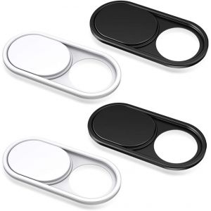 Cache Camera, 0.6 Mm Ultra-Mince Durable Métal Cache Webcam Pour Ordinateur Pc Portable, 13/15 Inch Macbook Air/Pro*/ Mini, Ipad, Smartphone | Accessoire Glissière, 2 Blanc + 2 Noir - Neuf