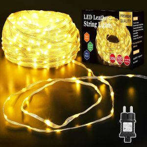 JGD-Guirlande Lumineuse de No&euml;l 30M 600 LED, Guirlande LED Ext&eacute;rieure &Eacute;tanche IP65 avec Modes Cascade & Fixe Guirlande de No&euml;l D&eacute;coration pour Sapin Jardin Balcon Terrasse-Blanc chaud - Neuf