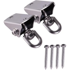 Ulteronixshop-Lot de 2 crochets de plafond en acier inoxydable pour charges lourdes - Capacit&eacute; : 1600 kg - Rotation &agrave; 360 &deg; - Crochets de balan&ccedil;oire avec vis pour poutres en bois et plafond en b&eacute;ton - Neuf