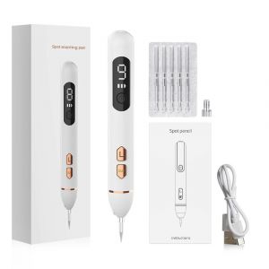 Stylo Plasma Laser Pour Verrues,Dissolvant De Points Noirs,Dissolvant D'étiquettes De Peau,Éliminateur De Verrues,Taupe Électrique,Taches De Rousseur,Papillome,Dissolvant De Taches Foncées-Blanc - Neuf