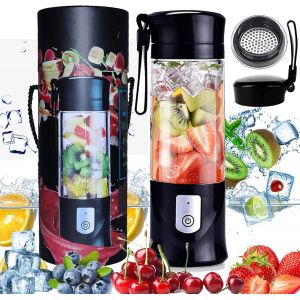 Mixeur portable, mini mixeur USB pour smoothies, milkshakes, jus de fruits, 350-420 ml, 6 lames, sans BPA, pour le sport et les voyages (noir) - Neuf