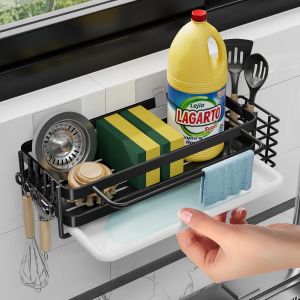Cmwx-Organisateur D'évier De Cuisine Mural, Organiseur D'évier Avec Égouttoir/Porte-Chiffons, Organisateur De Lavabo Suspendu Pour Cuisine Et Salle De Bain, Porte-Éponge, Support Pour Évier - Neuf