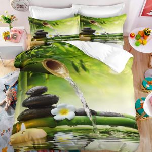 Parure Lit Personnes Fille Doux Confortable Sets De Housses De Couettes Microfibre Parure Housse De Couette X Cm Zen X Cm + X Taies D'oreiller Xcm - Neuf