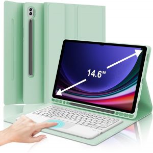 Coque Clavier Avec Touchpad Pour Samsung Galaxy Tab S9 Ultra 14.6"", Azerty Français Clavier Bluetooth Avec Pavé Tactile Pour Samsung Tab S9 Ultra 14.6"" 2023, Vert Clair - Neuf
