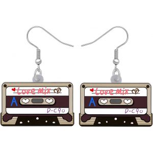 Kal-Acrylic Fun Vintage Boucles D'oreilles Cassette Tape Radio Bijoux Rétro Pour Femmes Filles 80s 90s Cadeaux Nostalgiques Fête Favors - Neuf