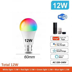 Lugh-Total 12w-Ac 220-240vampoule Wifi B22 Smart Life,Tuya,Rvb,12w,18w,Document Proxy,Led,220v,Compatible Avec Alexa,Google Home,Commande Vocale - Neuf