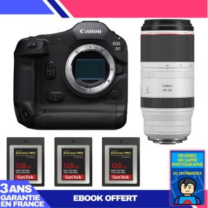 Boitier Canon EOS R1 + RF 100-500mm f/4.5-7.1 L IS USM + 3 SanDisk 128GB Extreme PRO CFexpress Type B + Ebook 'Devenez Un Super Photographe - Neuf