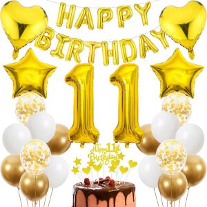 D&eacute;corations De 11E Anniversaire, D&eacute;coration De G&acirc;teau Dor&eacute;e Pour 11E Anniversaire Gar&ccedil;on, D&eacute;corations De F&ecirc;te Dor&eacute;es, 11E Anniversaire Gar&ccedil;on Fille, D&eacute;coration De G&acirc;teau 11E Anniversaire Gar&ccedil;on Fille - Neuf