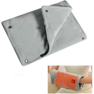 Jgd-Coussin Chauffant &Eacute;lectrique, 30 X 60 Cm Couverture Chauffante Intelligente, 3 Niveaux De Temp&eacute;rature, Ceinture Chauffante Pour Dos Du Cou &Eacute;paule, Chauffe-Animal, Gris - Neuf