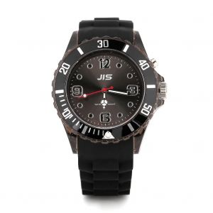 R&eacute;tro&eacute;clairage Led Quartz Analogique Rond Couple &Eacute;tudiant Montre Bracelet Silicone Montre-Bracelet (Noir) - Neuf