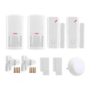 Alarme de securite sans fil 1 sirene sonore et lumineuse 2 capteurs infrarouges 2 capteurs magnetiques (JD11+03D+03B) - Neuf