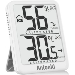 Thermomètre Hygromètre Intérieur avec Interrupteur ¿/¿, Capteur D'humidité pour Chambre à Coucher, Chambre de Bébé, Reptile, Terrarium, Plantes - Batterie Incluse - Neuf