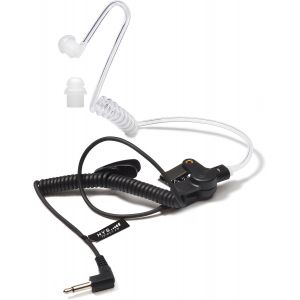 KALANKA-Écouteurs intra-auriculaires avec tube acoustique, 3,5 mm, transparent, avec clip de fixation, casque de sécurité pour radio (noir, écouteurs + 1 tête champignon plus longue) - Neuf