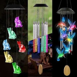 Colibri Lampes Solaires Pour L'ext&eacute;rieur D&eacute;cor De Jardin, 4 Tube En Aluminium R&eacute;sistant Au Vent Des Cadeaux D'anniversaire Pour Les Femmes, Bleu - Neuf