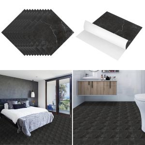 Dalles de sol PVC adh&eacute;sives -5 Boites de 55 dalles vinyle auto-adh&eacute;sives - Marbre noir - ca.5 m&sup2; - Neuf