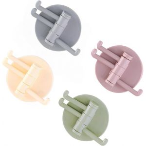 4 Crochets Adhésifs Rotatifs Sans Trace pour Cuisine et Salle de Bain¿Mural de Salle de Bains,Accroche Torchon Cuisine,Crochet Autocollant (Rose,Vert,Beige,Gris) - Neuf