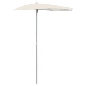 Demi-Parasol De Jardin Avec M&acirc;t 180 X 90 Cm Sable Helloshop26 02_0007729 - Neuf