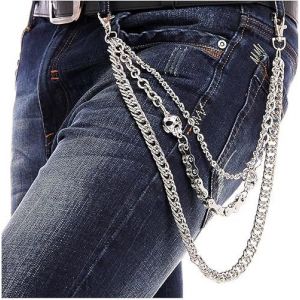 Biker Skull Portefeuille De La Chaîne D'Punk Hommes Cool Crâne Punk Pantalon Long Portefeuille Clé De La Chaîne De Vélo De Jean Rock Gothique - Neuf