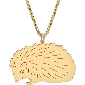 Kal-Collier En Acier Inoxydable Hérisson En Fourrure Chaine Or 18k Pendentif Charms Cadeaux Pour Femmes Filles Bijoux De Mode - Neuf