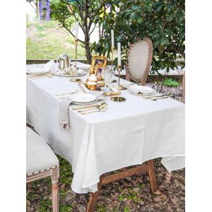 Chenquansarl-Nappe Blanc Cassé, Tissu 100% Coton Pour Festival, Pique-Nique, Fête De Mariage Et Projet De Teinture De Bricolage, Lavable En Machine (140 X 250cm) - Neuf