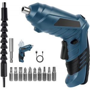 Perceuse Visseuse Sans Fil 3.6Nm, Visseuse Devisseuse 1300mAh 3.6V + 26 Accessoires, 2 Sens Rotation + Lampe LED, C&acirc;ble Charge USB, Id&eacute;al pour Artisans, Installation de Meubles et Jouets - Neuf