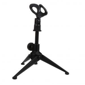 Trépied de microphone robuste en métal, pivotant, pour bureau (noir) - Neuf