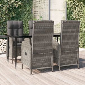 Prolenta Premium - Ensemble &Agrave; Manger De Jardin Coussins 5 Pcs Noir Et Gris - Neuf