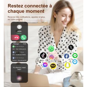 Montre Connect&eacute;e Femme Avec Appels Bluetooth, 1,85"" Hd Smartwatch Pour Android & Ios, Montre Sport Avec Podom&egrave;tre, 100+ Modes Sportifs, Sommeil, Fr&eacute;quence Cardiaque, Cycle Menstrue[MON9262486] - Neuf