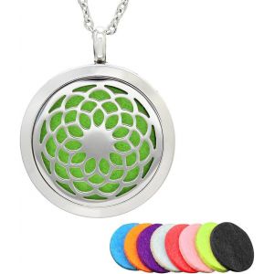 Collier Diffuseur D'huile - Aromathérapie - En Acier Inoxydable Collier Diffuseur Huiles Essentielles Collier Pendentif - Neuf
