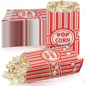 lbgwp60-Lot De 330 Sacs À Popcorn De 28,3 G, Boîtes À Popcorn À Rayures Rouges Et Blanches Pour Popcorn, Bonbons, Collations, Petits Sacs Individuels En Papier Pour Soirée Cinéma, Carnaval, Fête, Mar - Neuf