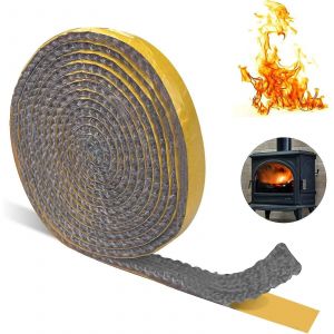 Joint de po&ecirc;le &agrave; bois,joint de chemin&eacute;e autocollant,fibre r&eacute;sistante &agrave; la chaleur pour po&ecirc;les,tubes de four,porte de four,chemin&eacute;es,chemin&eacute;es (3mm x 10mm x 2m) - Neuf