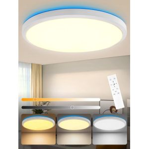 KAL-Plafonnier Led Dimmable,36W Luminaire Plafonnier Avec Télécommande,3000K-6000K Lampe Plafond Réglable Avec Fonction Mémoire,Ip44 Imperméable Plafond Led Moderne Rond Pour Chambre, Salon, Balcon - Neuf