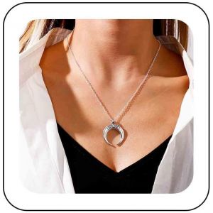 Kal-Collier Boho Moon Pendnat Collier Choker Croissant De Lune Collier Demi-Lune Doré Collier Chaine Corne Croissant Vintage Collier Chaine Croissant De Lune Minimaliste - Neuf