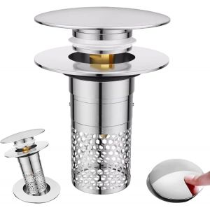 YEMAESRE-Bouchon Lavabo Salle De Bain, Bonde Lavabo Universel, 34-40Mm Filtre Lavabo Pop Up, Bouchon De Crépine Avec Filtre À Cheveux Pour Lavabo, Baignoire, Cuisine, Anti-Verrouillage - Neuf