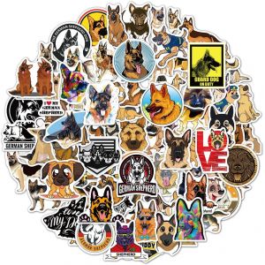 Lot De 100 Autocollants Berger Allemand - En Vinyle Imperm&eacute;able - Pour Ordinateur Portable, Bouteille D'eau, Skateboard, V&eacute;lo, Casque, Guitare, Valise, Bagages, Meubles, Scrapbooking, &Eacute;tui De - Neuf