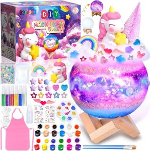 Kit Peinture Enfant Avec Lampe De Lune,Kit De Peinture Lampe De Lune,Veilleuse De Peindre 3D,Jouet Enfant 6+ Ans Activites Manuelles Pour Enfants Loisirs Cr&eacute;atifs Fille,Cadeau Fille 6 7 8 Ans - Neuf