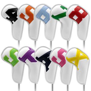 Lot De 10 Couvre-Fers De Golf En Cuir, Couvre-Têtes De Fers De Golf, Couvre-Fers De Golf Colorés Et Blancs - Neuf
