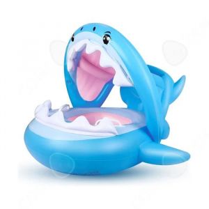 C Anneau de natation 95x78x70cm bou&eacute;e de natation avec r&eacute;glable auvent gonflable bou&eacute;e piscine gonflable pour enfants de 6-36 mois - Neuf