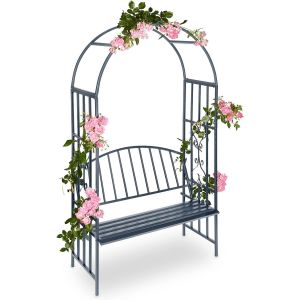 Mevronisshop-Arche &Agrave; Roses Pour Jardin Avec Banc 2 M&eacute;tal En M&eacute;tal Arceau Colonne D&eacute;coration Hxlxp: 205 X 115 X 50 Cm, Gris - Neuf