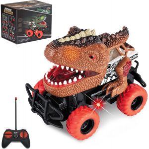 Dinosaure Jouet Voiture Enfant pour Gar&ccedil;on 3 4 5 6 7 8 Ans, Voiture T&eacute;l&eacute;command&eacute;e Enfant LED Cars Cadeau pour Garcon 3-8 Ans - Neuf