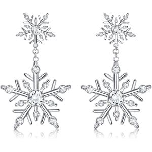 Boucles D'oreilles De Noël Pour Femme Boucles D'oreilles Poste Argent Sterling 925 Boucle D'oreille Flocon De Neige Cz Noël Boucles D'oreilles Pendantes Bijoux De Noël Cadeau De Noël[H1826] - Neuf