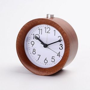 Eryi-Réveil Analogique Sans Tic-Tac - Réveil En Bois Avec Snooze - Horloge De Table Rétro Avec Veilleuse Pour Chambre À Coucher, Nuit Pour Enfants Et Bureau - Neuf