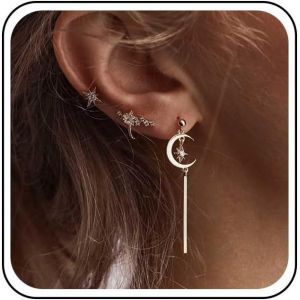 Kal-Boucles D'oreilles Boho Cristal &Eacute;toile Vintage Strass &Eacute;toile Cartilage Boucles D'oreilles Bling Cz &Eacute;toile Manchette Boucles D'oreilles Or Lune &Eacute;toile Goutte Boucles D'oreilles Multiples - Neuf