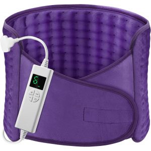 Coussin Chauffant Electrique 126x30cm Ceinture Chauffante Lombaire 6 Niveaux De Temp&eacute;rature Et Arr&ecirc;t Automatique Lavable Ceinture Chauffante Avec Velcro Pour Dos Cervicales Abdomen Pourpre - Neuf
